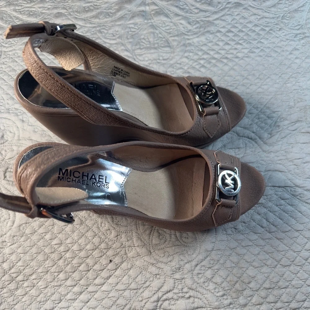 Michael Kors Tan Wedge Sandals